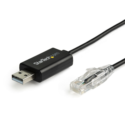 StarTech.com 6 ft (1.8 m) Cisco USB Console Cable - USB to RJ45 Rollover Cable - 460Kbps - Windows, Mac and Linux Compatible - M/M (ICUSBROLLOVR) 1.8m Serielt kabel Sort