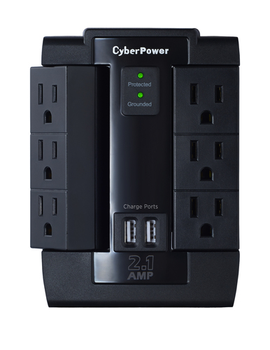 CYBERPOWER P600WSURC1 6-OUTLET  HOME OFFICE SURGE PROTECTOR WALL TA - P600WSURC1