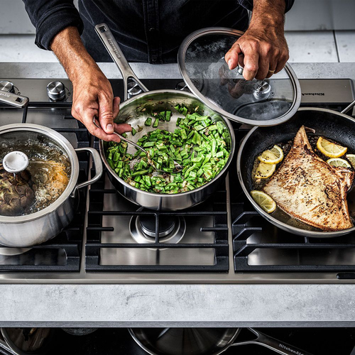 KitchenAid Multi-Ply Stainless Steel Skillet with Lid - 24cm in Silver Size: 24 cm Silver 24 cm - image 6