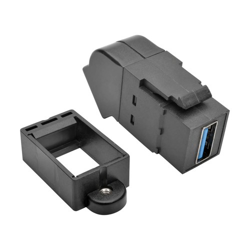 Tripp Lite USB 3.0 Acoplamiento de montaje en panel Keystone En ángulo F / F Todo en uno Negro - U325-000-KPA-BK