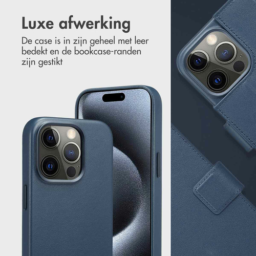 Accezz Leather Bookcase 2-in-1 met MagSafe iPhone 15 Pro - Nightfall Blue, afbeelding 4