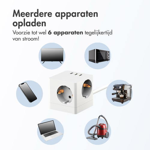 Accezz PowerCube Strip | 6-in-1 - 1x USB-C + 2x USB-A + 3x stopcontact, afbeelding 2