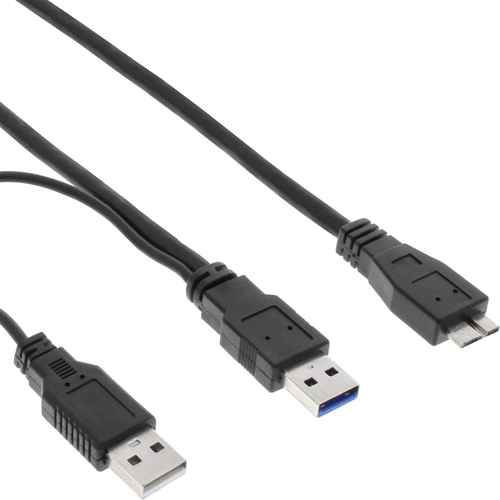 Product image: InLine USB 3.2 Gen.1 Y-Cable 2x Type A male / Micro B male, black, 1.5m