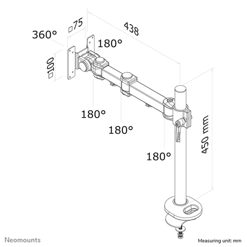 Neomounts FPMA-D960G - Monitorarm voor enkel scherm, afbeelding 6