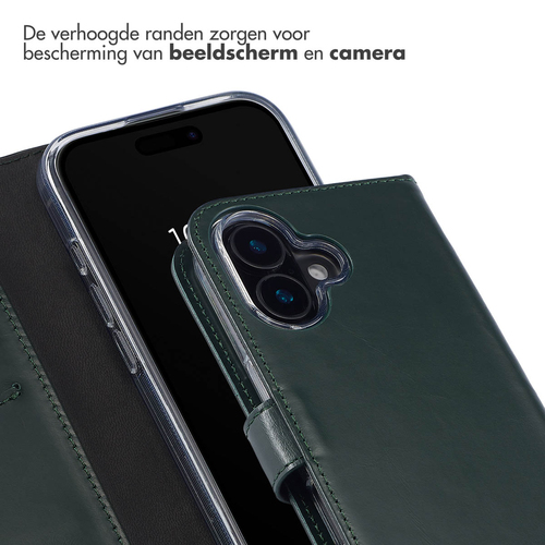 Selencia Echt Lederen Bookcase iPhone 16 - Groen, afbeelding 4