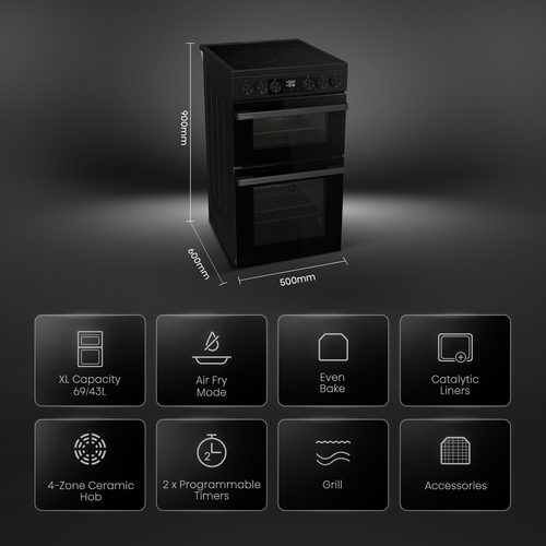 Hisense Hi6 Max 69/43L HDCEC5C10B 50 cm Electric Ceramic Cooker - Jet Black, Black - image 2