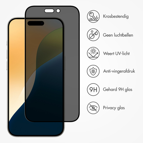 Accezz Gehard Glas Privacy Screenprotector iPhone 16 Pro, afbeelding 4