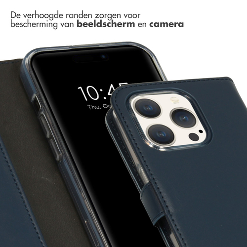 Selencia Echt Lederen Bookcase iPhone 15 Pro - Blauw, afbeelding 4