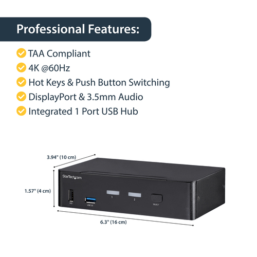 StarTech.com 2 Port DisplayPort KVM Switch - 4K – image 8