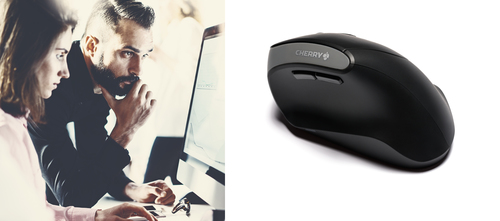 CHERRY MW 4500 Wireless 45 Degree Mouse, Black, USB