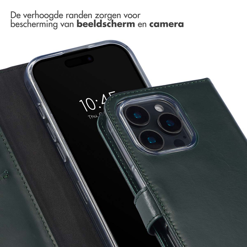 Selencia Echt Lederen Bookcase iPhone 16 Pro - Groen, afbeelding 4