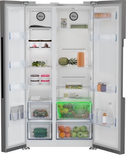 Beko Pro HarvestFresh ASL1442VPS American-Style Fridge Freezer - Stainless Steel - image 3