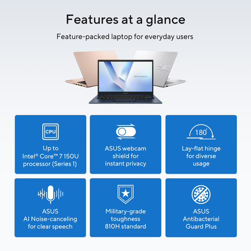 ASUS Vivobook 15 X1504VA-BQ5459W Intel Core 7 150U Laptop 39.6 cm (15.6") Full HD 16 GB DDR5-SDRAM 512 GB SSD Wi-Fi 6 (802.11ax) Windows 11 Home Blue QWERTZU Lu – image 9