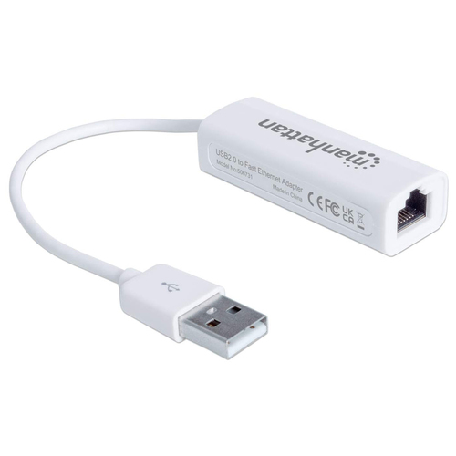 Manhattan Adaptador de red Fast Ethernet USB-A, 10/100 Mbps, 480 Mbps (USB 2.0), RJ45, blanco, 3 años de garantía imagen 2