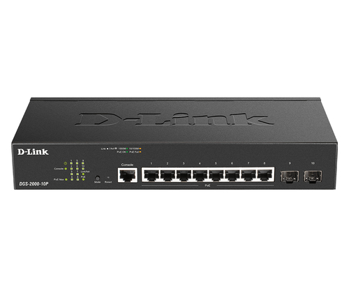 D-Link DGS-2000-10P сетевой коммутатор Управляемый L2/L3 Gigabit Ethernet (10/100/1000) Питание по Ethernet (PoE) 1U Черный