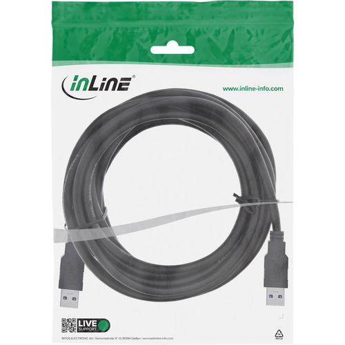 InLine 4043718233991 USB-kabel 5 m USB 3.2 Gen 1 (3.1 Gen 1) USB A Zwart, afbeelding 2