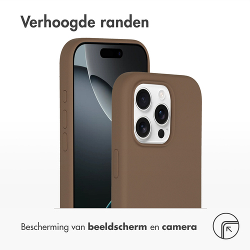Accezz Liquid Silicone Backcover met MagSafe iPhone 16 Pro Telefoonhoesje Bruin, afbeelding 5