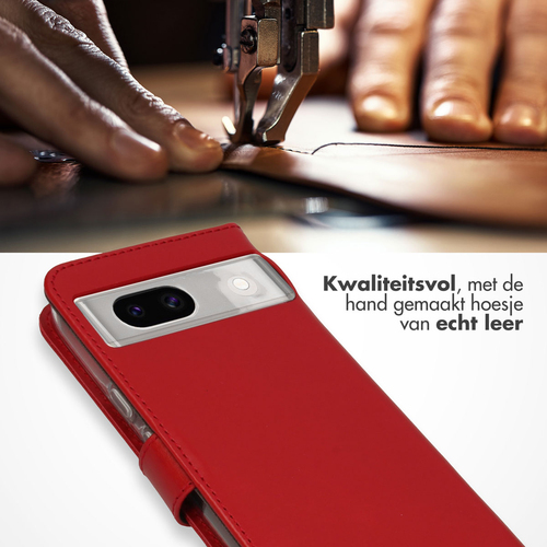 Selencia Echt Lederen Bookcase Google Pixel 8a - Rood, afbeelding 2