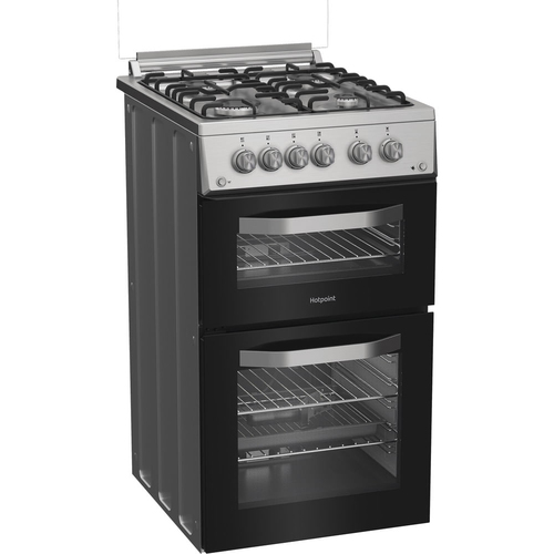 Hotpoint HDG5GCX 50cm Double Oven Gas Cooker with Glass Lid in Stainle - image 3