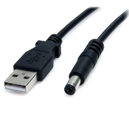 StarTech.com 2m USB to Type M Barrel Cable - USB to 5.5mm 5V DC Cable - USB to Barrel Jack 5V DC Plug (USB2TYPEM2M) Strømkabel 2m Sort