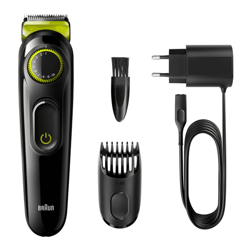 Braun BeardTrimmer Beard Trimmer BT3221 Men Beard Trimmer & Hair Clipper, 20 Length Settings, Black/Volt Green – image 2