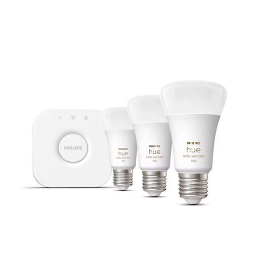 Philips Hue White and Color Startpakket E27 3-pack + Bridge, afbeelding 2