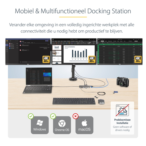 StarTech.com USB-C Triple-Monitor Multiport Adapter, HDMIDPCard Reader - Dockingstation, afbeelding 6