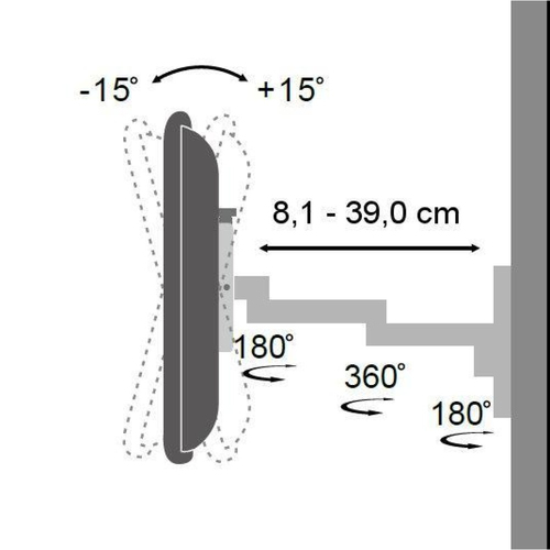 Techly ICA-LCD 104BK 30  Zwart flat panel muur steun, afbeelding 4
