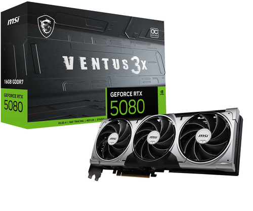 Msi GeForce Rtx 5080 16 GB Ventus 3X OC Graphics Card, Silver/Grey - image 1