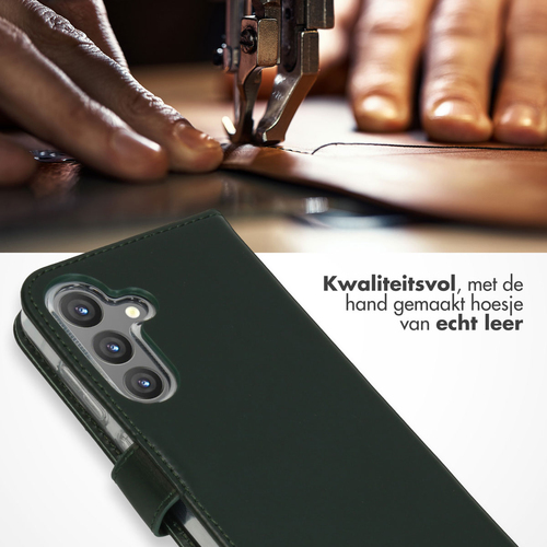 Selencia Echt Lederen Bookcase Samsung Galaxy S24 - Groen, afbeelding 2