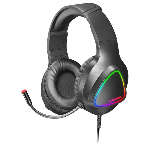 Mars Gaming MH222 Black, RGB Over Ear Gaming Headphones with Microphone, HiFi Sound, Sound Cancellation, Ultra-Lightweight, PS4 PS5 Xbox Switch Tablet Windows M