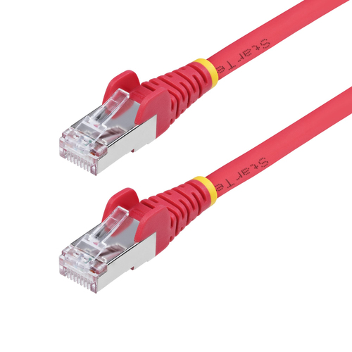 6IN RED CAT6A ETHERNET CABLE, SNAGLESS RJ45, 10G, 100W POE, S/FTP, LSZH, 27AWG P