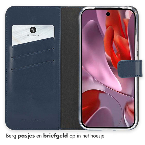 Selencia Echt Lederen Bookcase Google Pixel 9A - Blauw, afbeelding 3