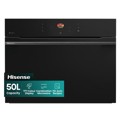 Hisense Hi8 BlackLine BIM4AH8UKWF Compact Electric Oven with Microwave  Jet Black, Black - image 1