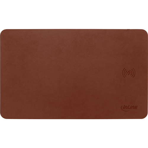 InLine Maus-Pad, Wireless Charging, 370x225x7mm, braun
