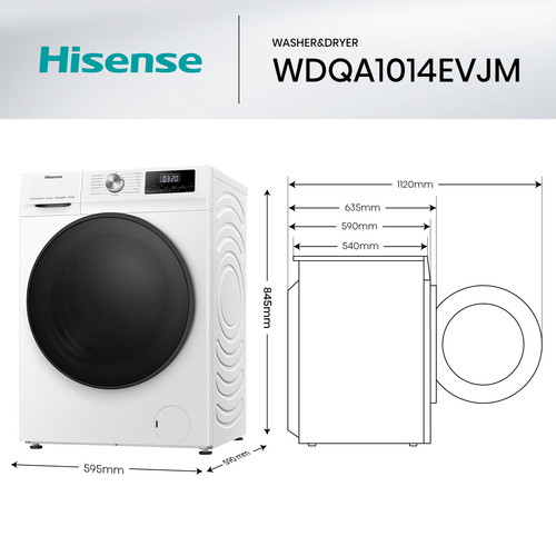 Hisense WDQA1014EVJM washer dryer Freestanding Front-load White – image 9