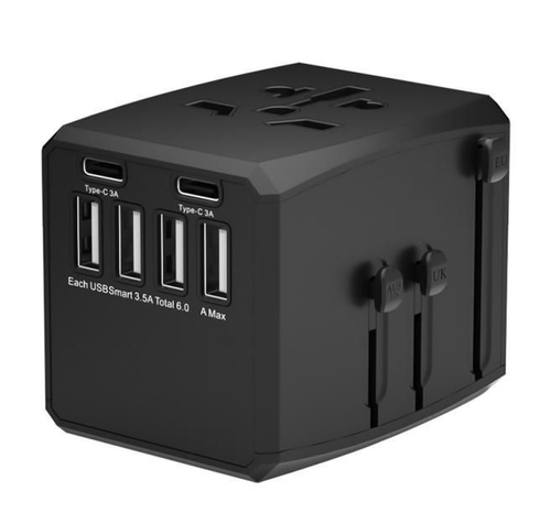 Microconnect MC-TRAVELADAPTER1 зарядное устройство для мобильных устройств Универсальная Черный Кабель переменного тока Для помещений