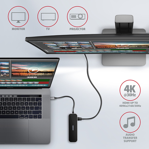 AXAGON SuperSpeed USB-C Hub USB-Hubs - USB 32 - 6 - Schwarz – Foto 7 von 11