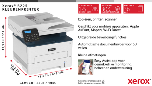 Xerox B225 - Multifunctionele printer, afbeelding 7