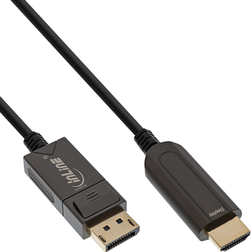 Product image: InLine DisplayPort to HDMI AOC converter cable, 4K/60Hz, black, 20m