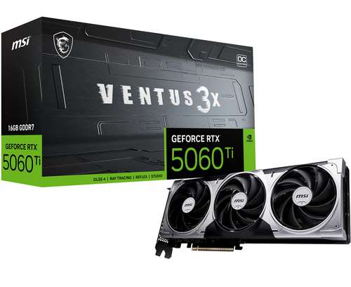 MSI VGA 16GB RTX5060TI VENTUS 3X OC 3xDP/HDMI GeForce RTX 5060 Ti 16G VENTUS 3X OC