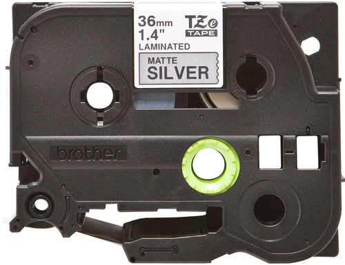 Original Brother P-Touch TZEM961 36mm Matt Tape - Black on Silver - image 2