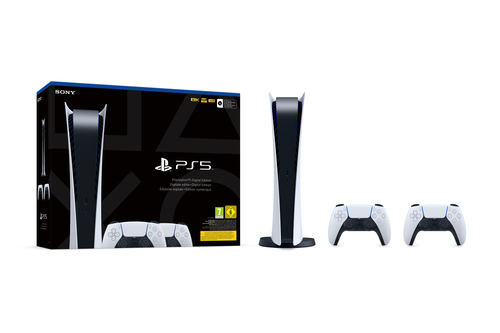 Sony Interactive Entertainment PlayStation 5 Digital Edition + 2 DualSense 825 GB Wi-Fi Черный, Белый