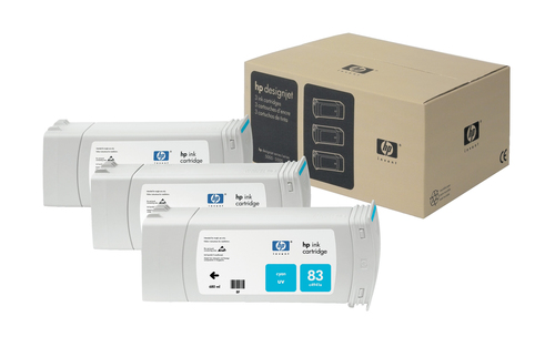 HP 83 3-pack 680-ml Cyan DesignJet UV Ink Cartridges ink cartridge