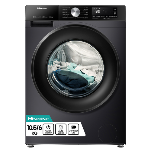 Hisense 3S Series WD3S1043BB3 Wifi Connected 10.5Kg/6Kg Washer Dryer with 1400 rpm - Black - D Rated [Wash&Dry], A Rated [Wash Only], Black - image 1