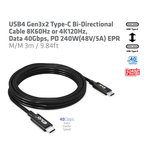 Club 3D USB-C 4 Gen 3x2 kabel, afbeelding 5