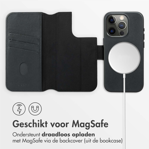 Accezz Leather Bookcase 2-in-1 met MagSafe iPhone 15 Pro - Onyx Black, afbeelding 3