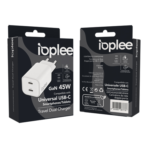 IOPLEE IOPCHGAN2USBC45WW mobile device charger Laptop, Smartphone, Tablet White AC Fast charging Indoor – image 3