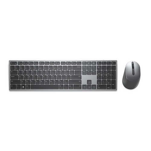 DELL KM7321W клавиатура Мышь входит в комплектацию Офисная РЧ беспроводной + Bluetooth QWERTY Международный американский стандарт Серый, Титановый