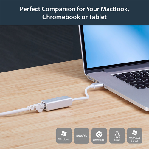 StarTech.com USB 3.0 to Gigabit Network Adapter, Silver, Sleek Aluminum Design for MacBook, Chromebook or Tablet, Native Driver Support – image 9
